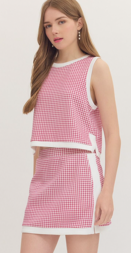 Pink Gingham Athleisure Skirt