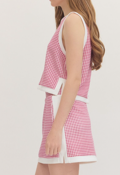Pink Gingham Athleisure Skirt
