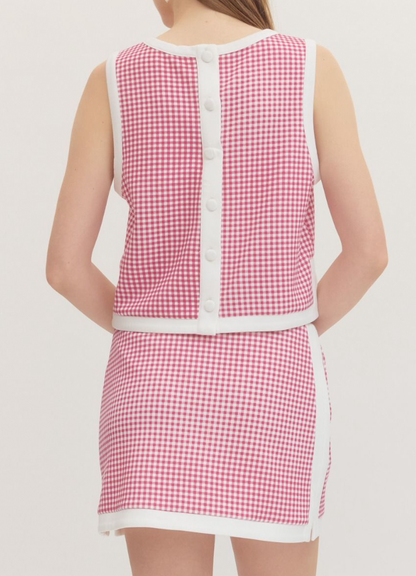 Pink Gingham Athleisure Skirt
