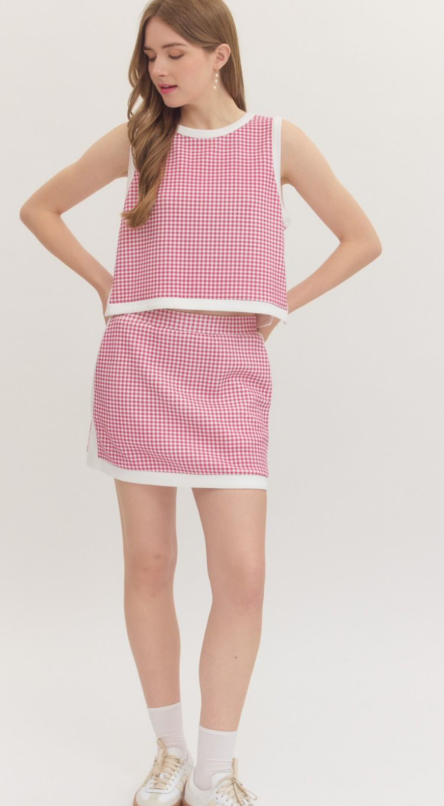 Pink Gingham Athleisure Skirt