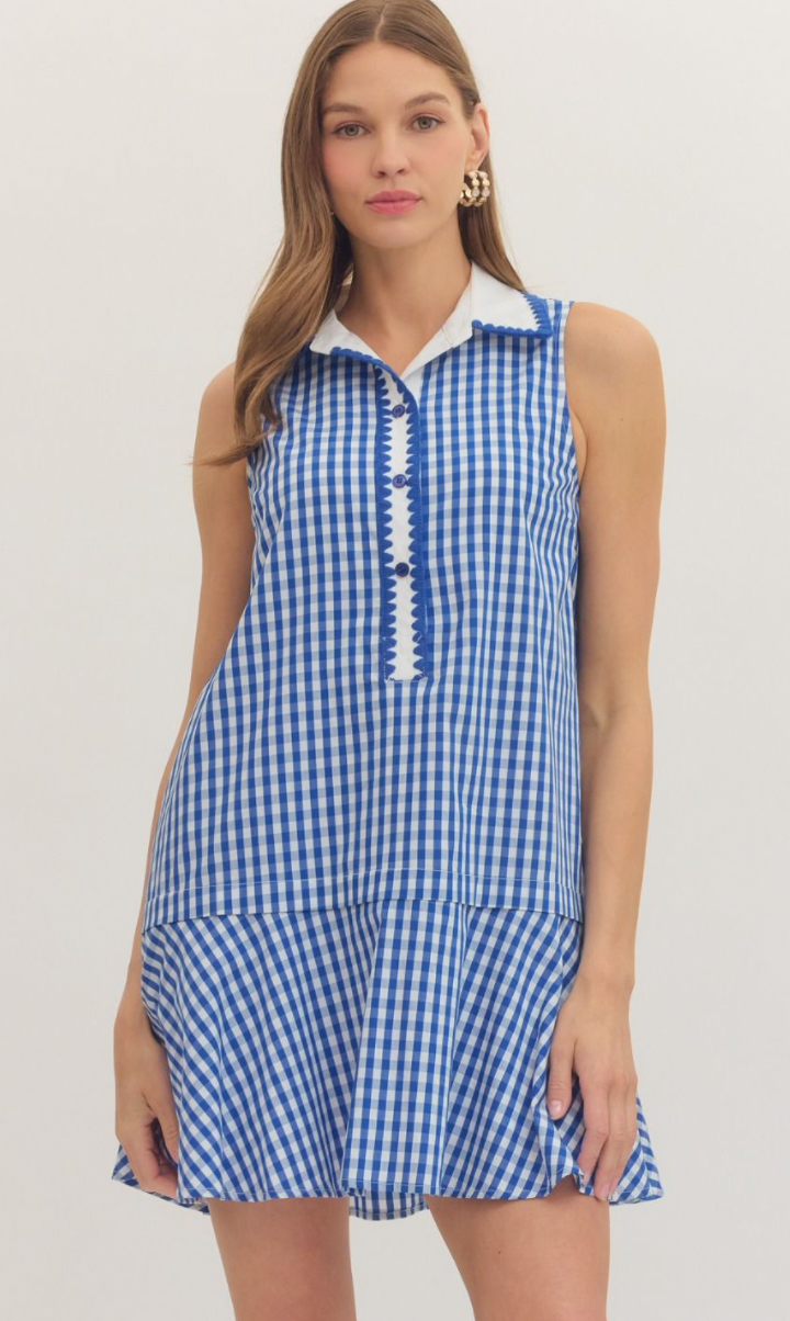 Blue Gingham Mini Dress