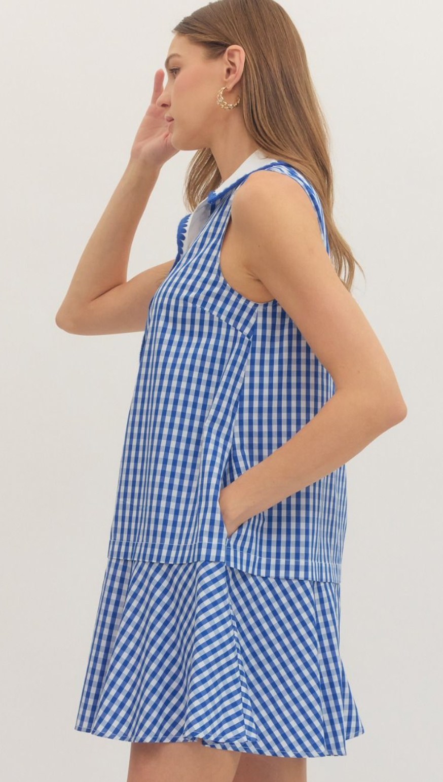 Blue Gingham Mini Dress