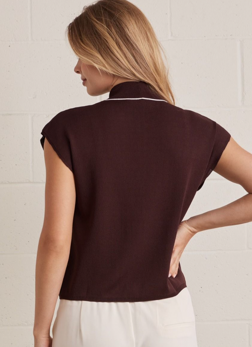 Tie Front Brown Sweater