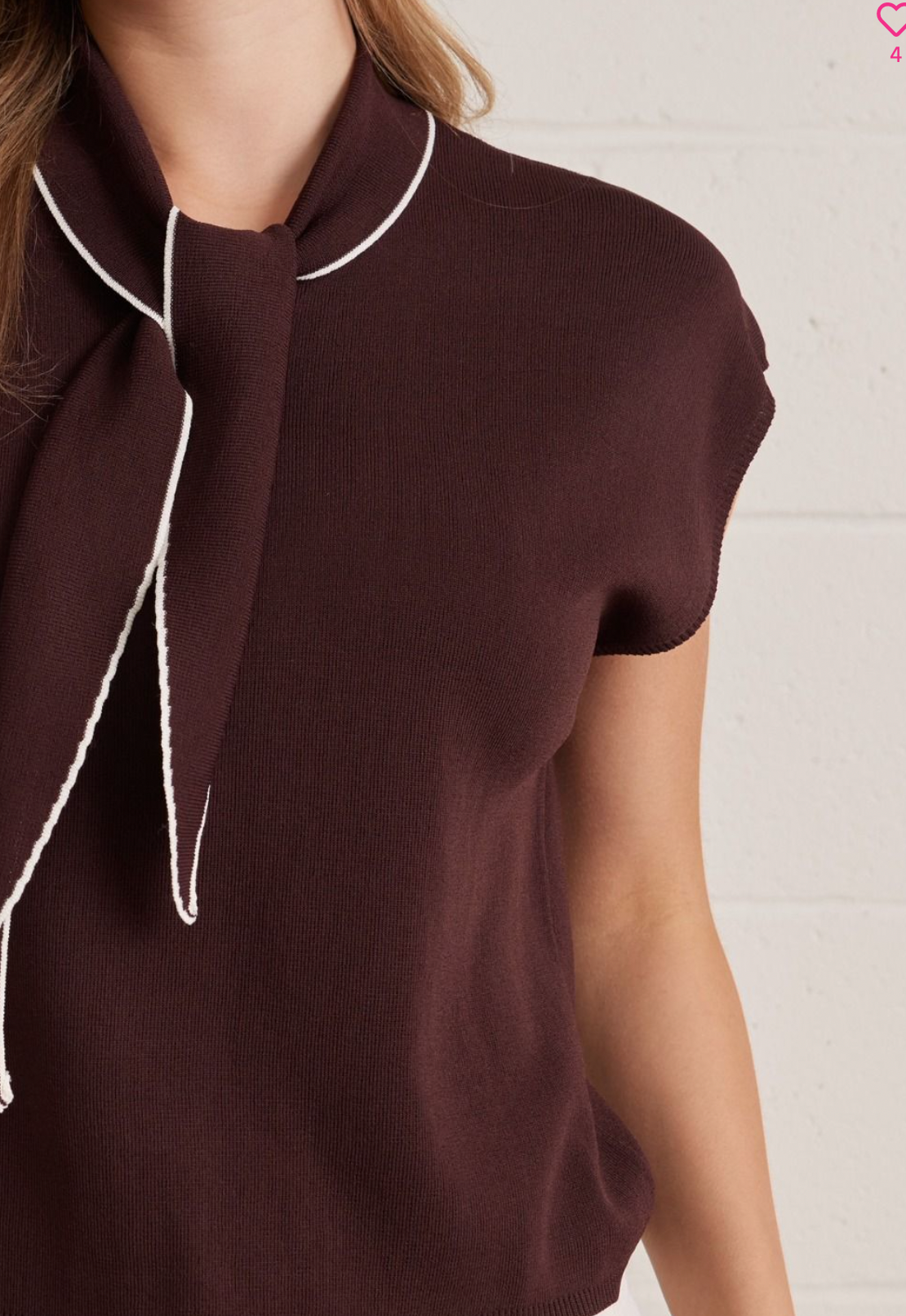 Tie Front Brown Sweater