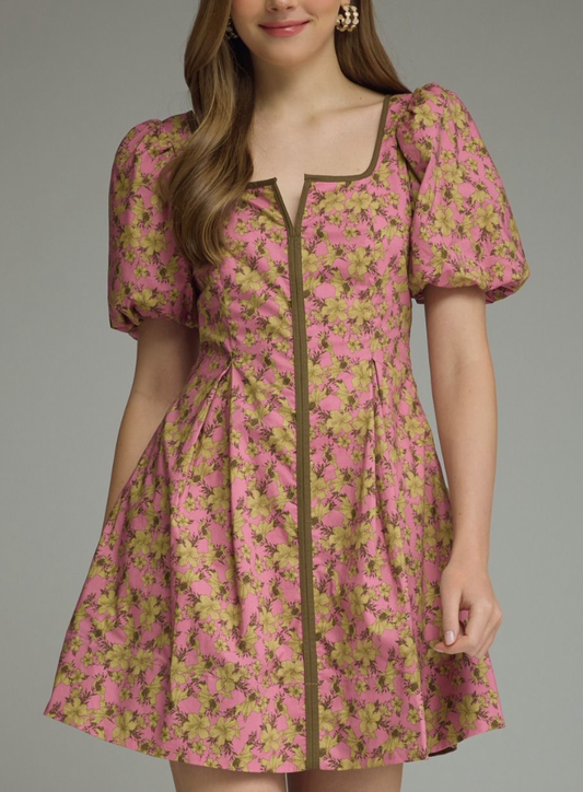Pink Floral Mini Dress
