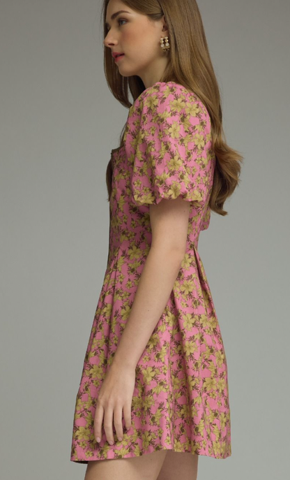 Pink Floral Mini Dress