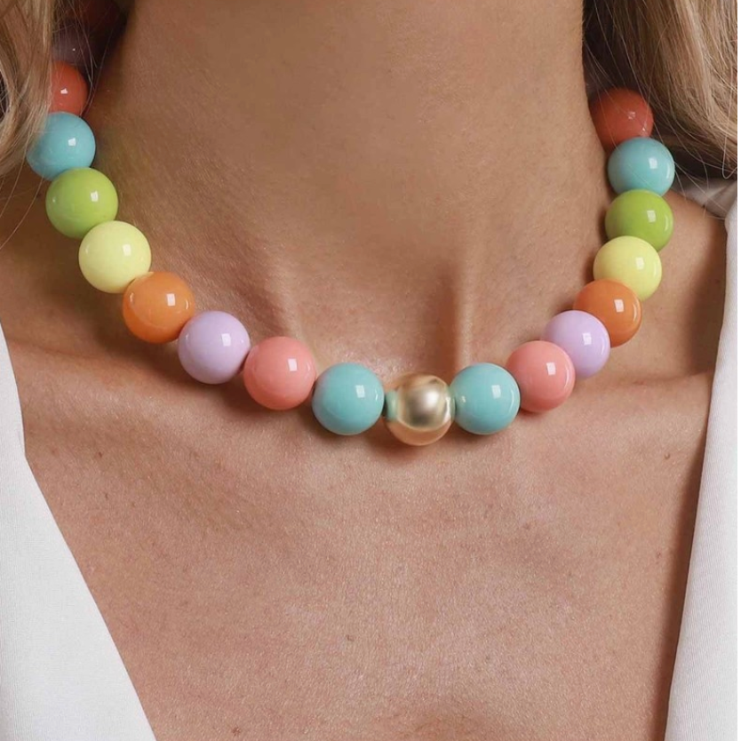 Colorful Beaded Layering Necklace in Orange
