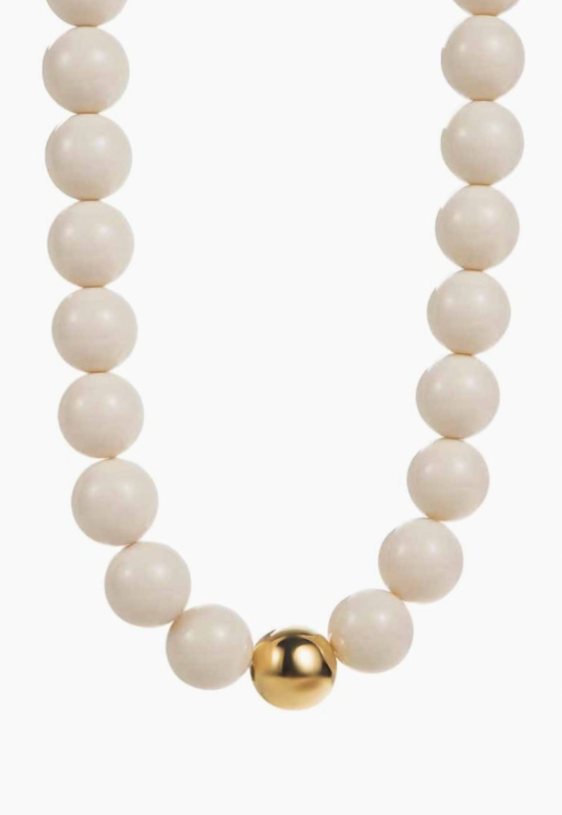Colorful Beaded Layering Necklace in Off White