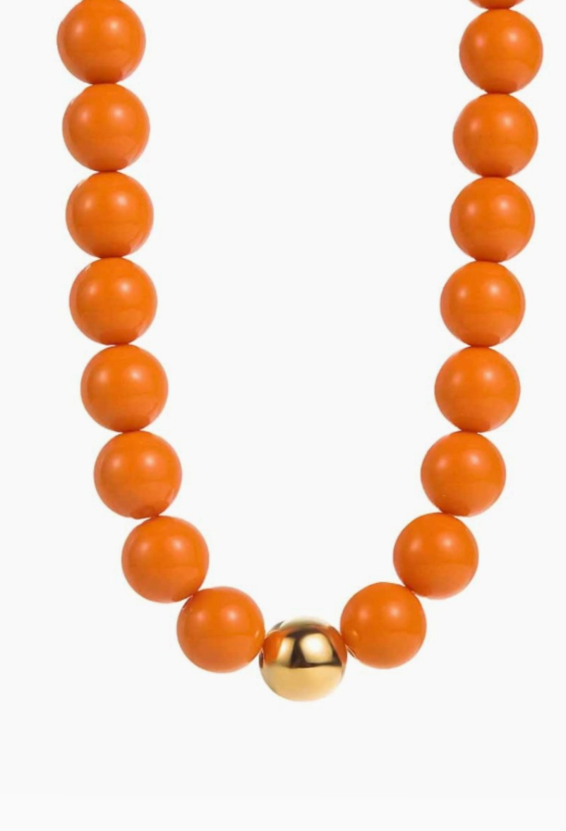 Colorful Beaded Layering Necklace in Orange