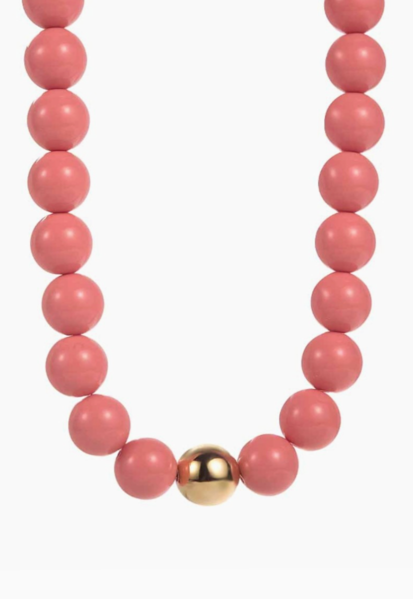 Colorful Beaded Layering Necklace in Pink Orange