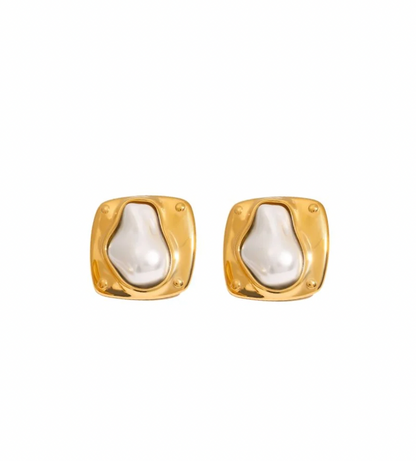 Abstract Pearl and Gold Studs