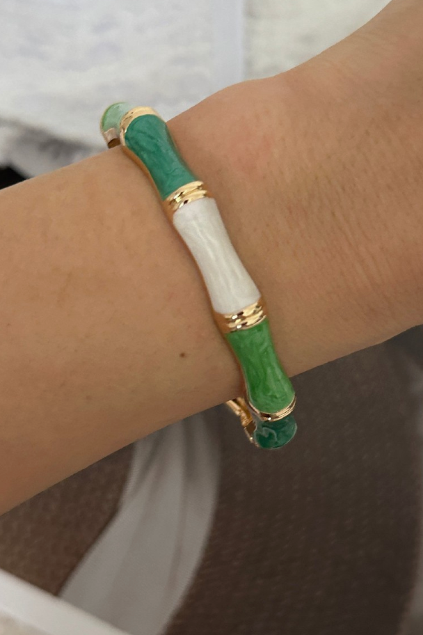 Geometric Bracelet in Green/White