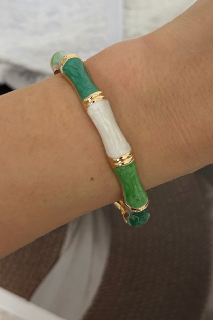 Geometric Bracelet in Green/White