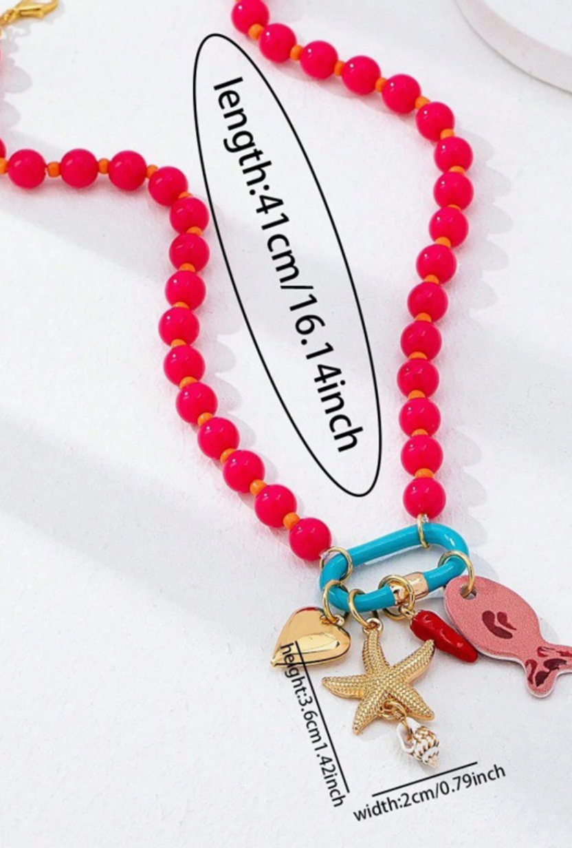Colorful Shell Bead Necklace in Green