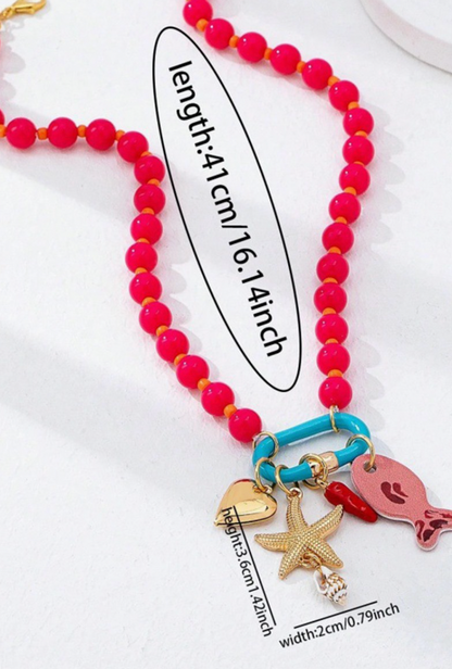 Colorful Shell Bead Necklace in Green