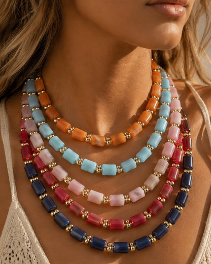 Resin Beaded Necklace in Dark Brown