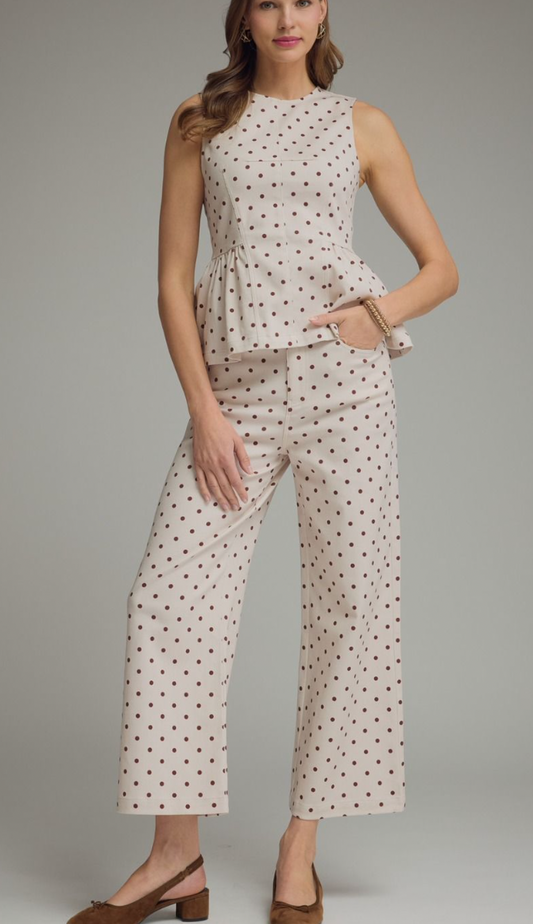 Ecru/Brown Polka Dot Pant