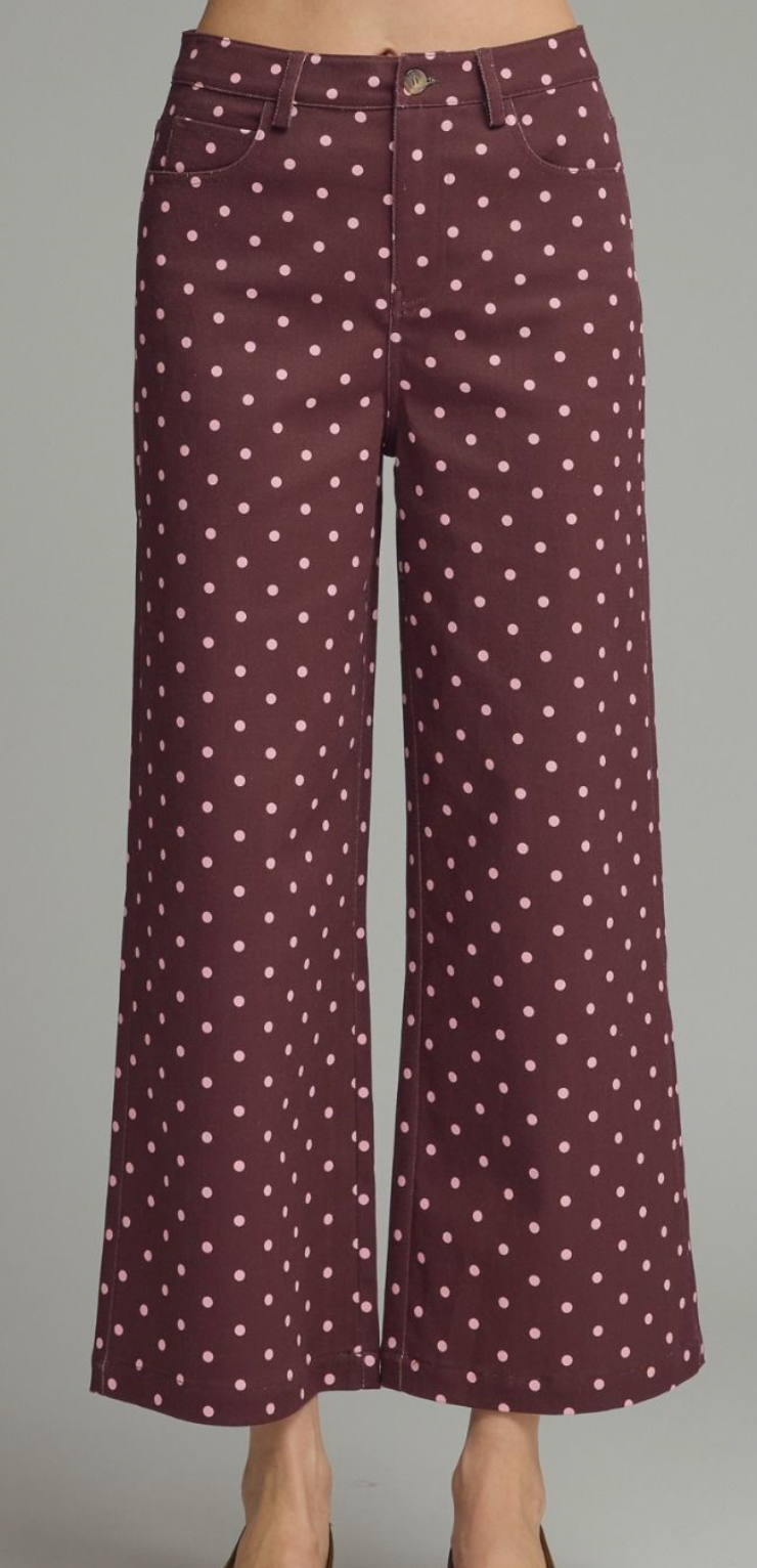 Burgundy Polka Dot Pant