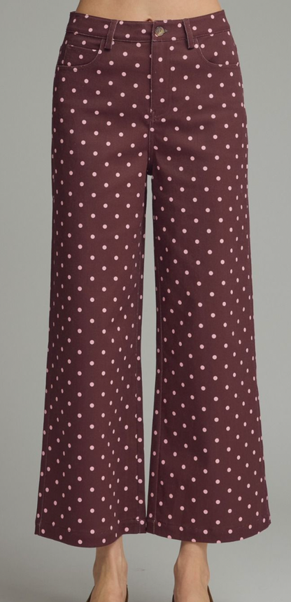 Burgundy Polka Dot Pant