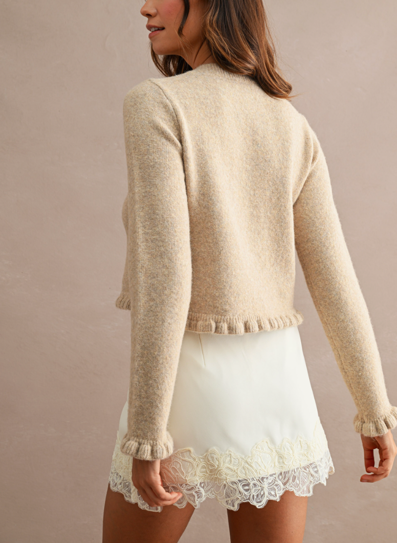 Solid Lace Detail Mini Skort - Cream (PREORDER)