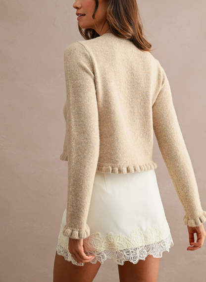 Solid Lace Detail Mini Skort - Cream (PREORDER)