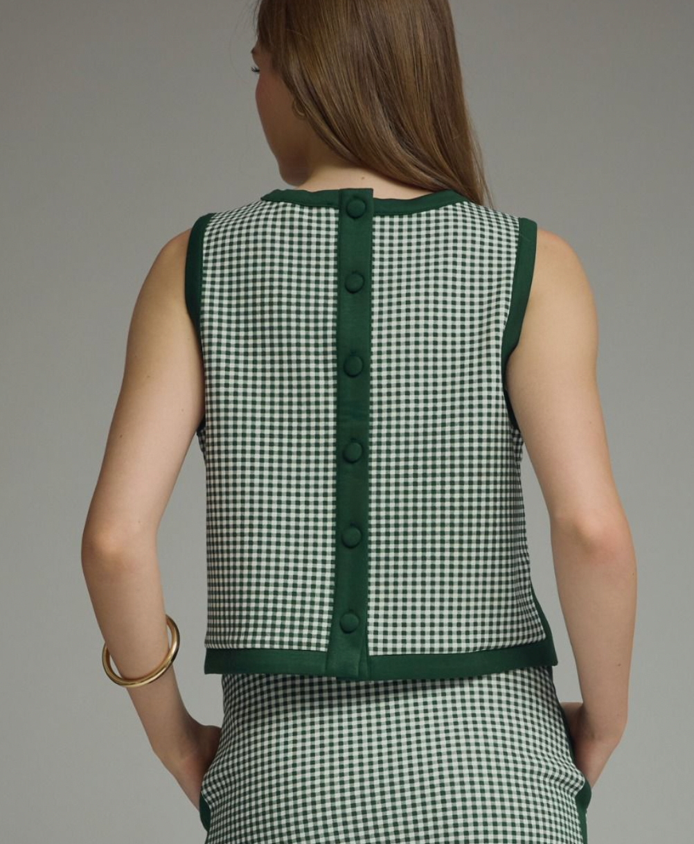 Green Gingham Sleeveless Top