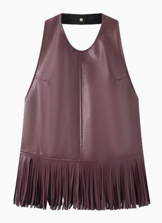 Fringe Detail Fall Top - Wine