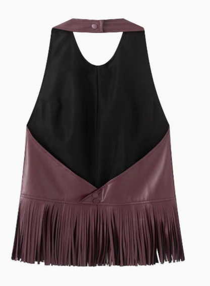 Fringe Detail Fall Top - Wine