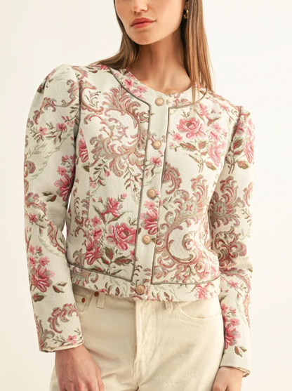 Adelyn Rae Jaliyah Contrast Pipped Jacquard Jacket