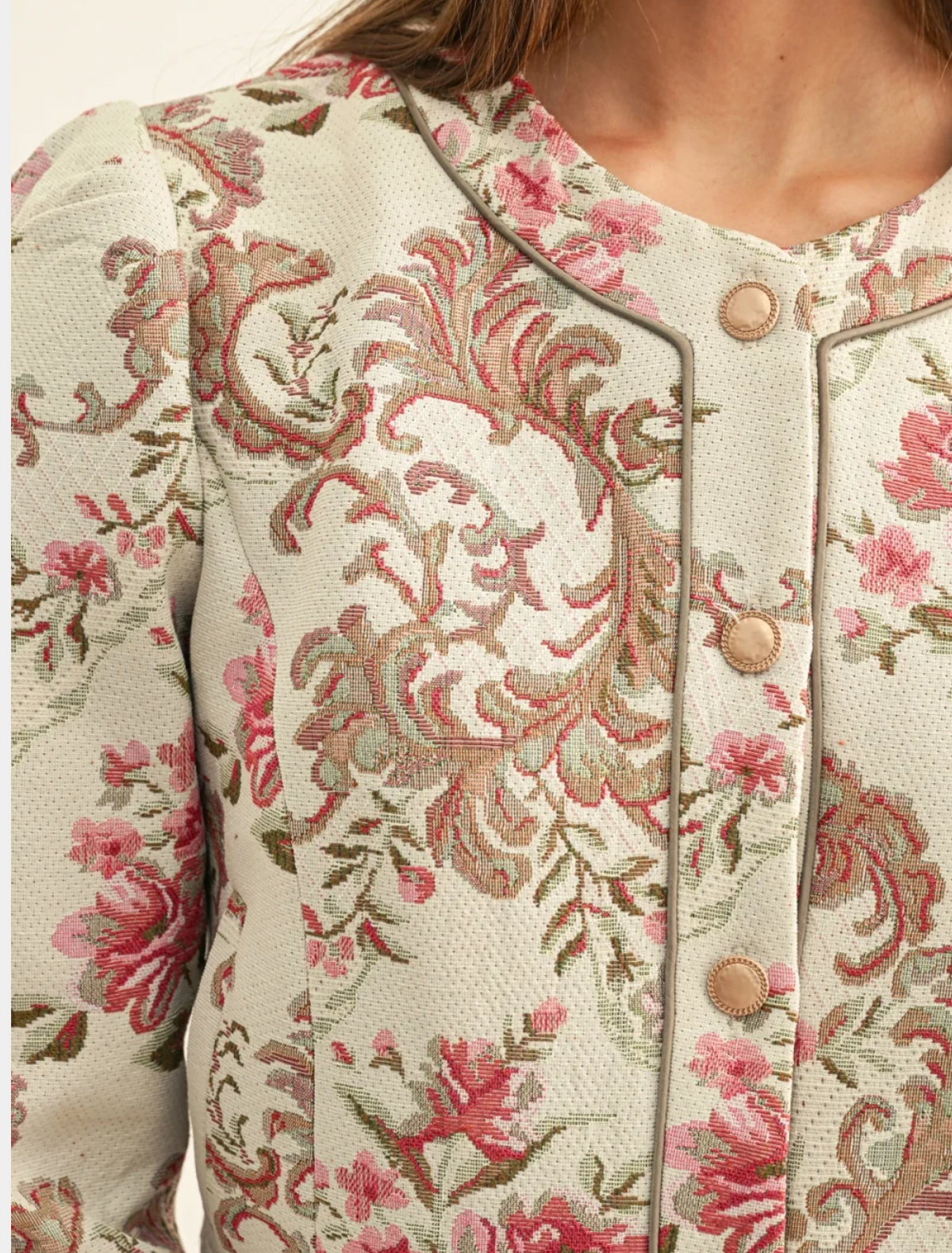 Adelyn Rae Jaliyah Contrast Pipped Jacquard Jacket