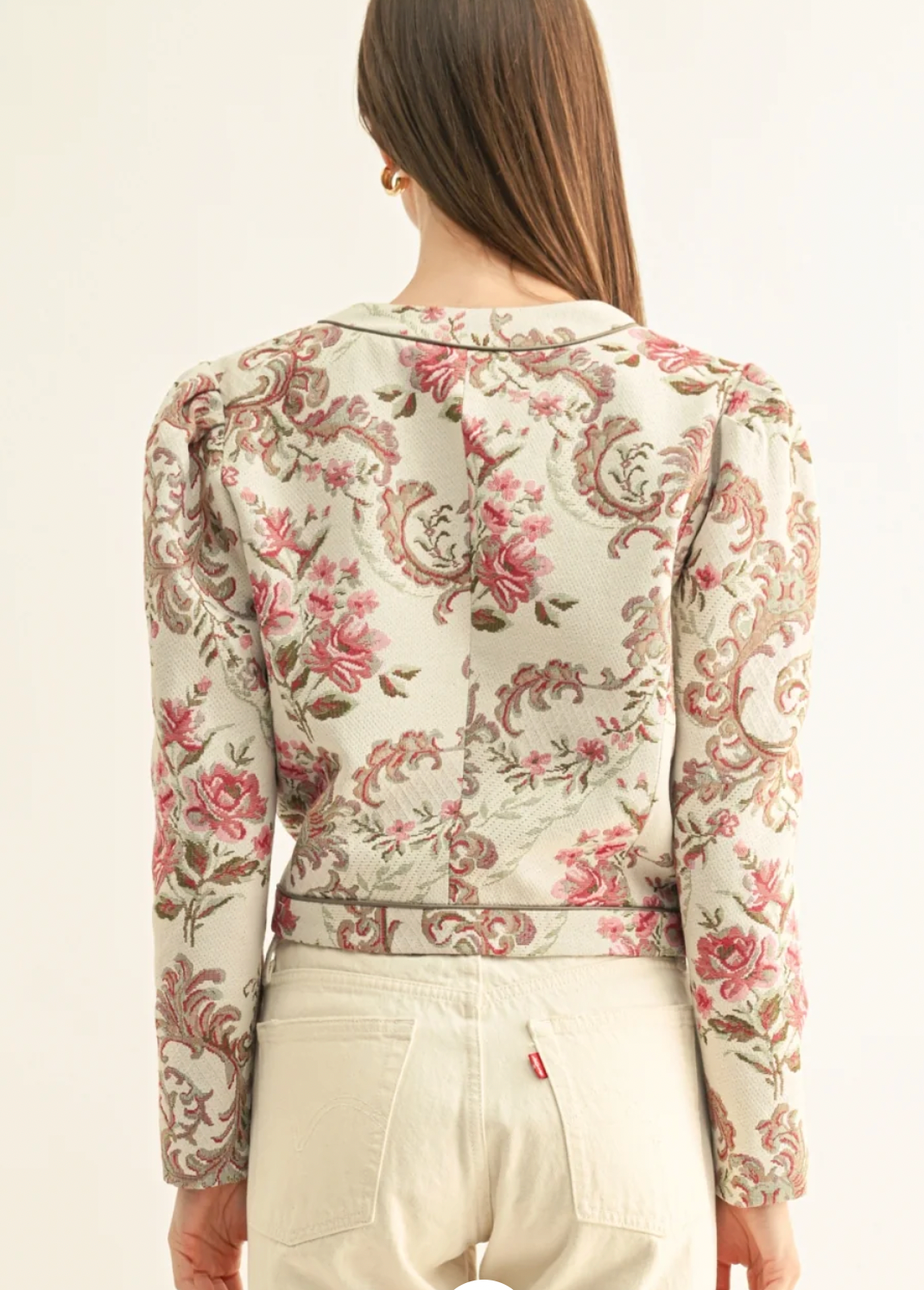 Adelyn Rae Jaliyah Contrast Pipped Jacquard Jacket
