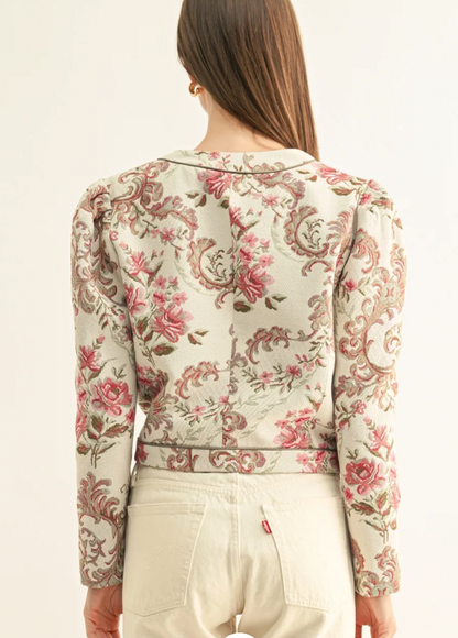 Adelyn Rae Jaliyah Contrast Pipped Jacquard Jacket