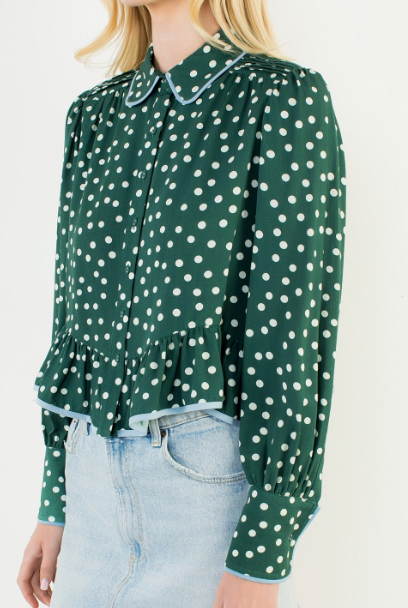 THML Long Sleeve Polka Dot Top