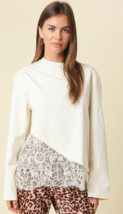 Charlie Asymmetrical Lace Knit Top
