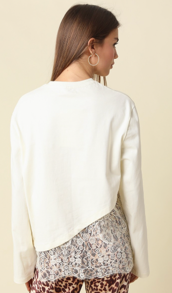 Charlie Asymmetrical Lace Knit Top