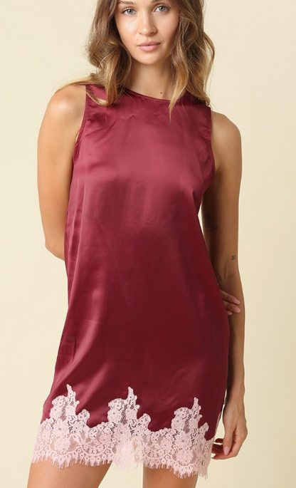 Camila Lace Trim Satin Mini Dress
