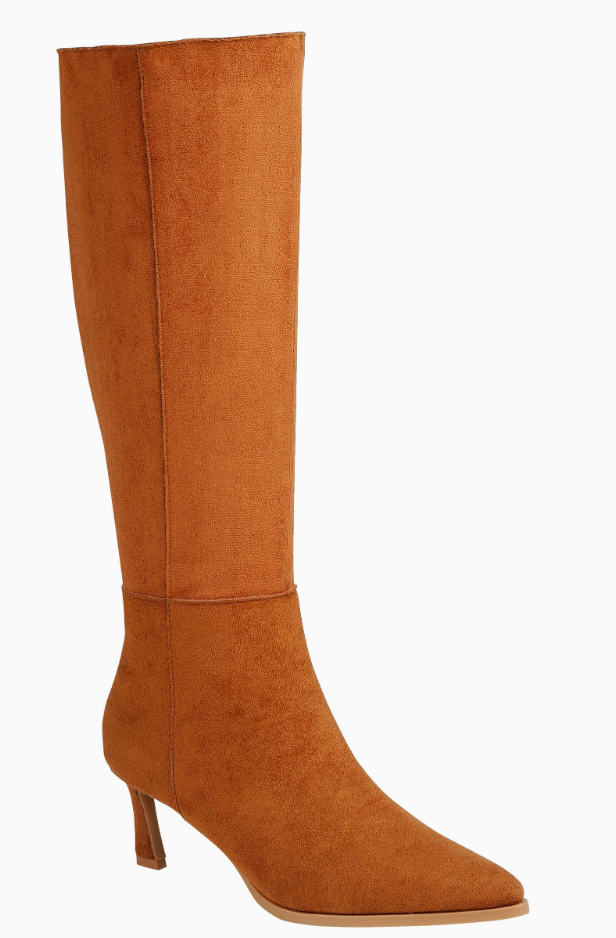 Jamie Kitten Heel Boot in Tan Suede