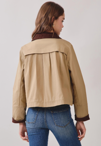 Contrast Corduroy Zip Jacket
