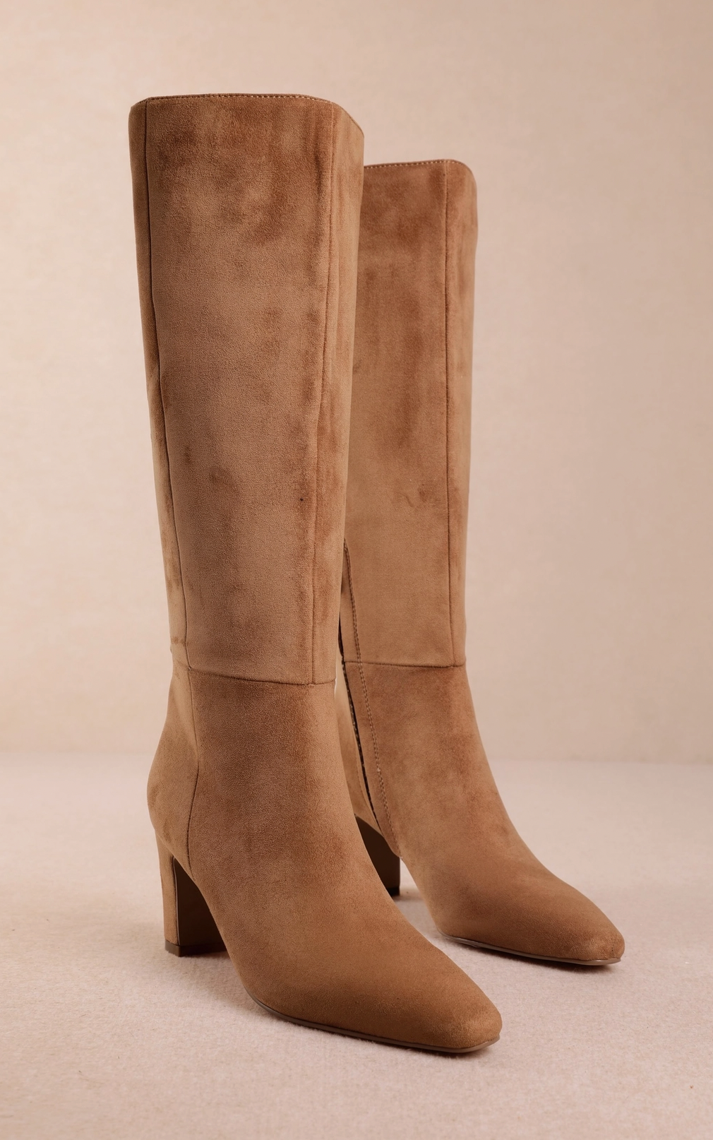 Knee High Suede Boot in Tan