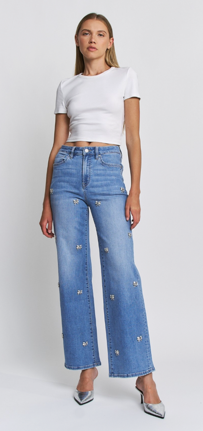 Embellished High Rise Denim