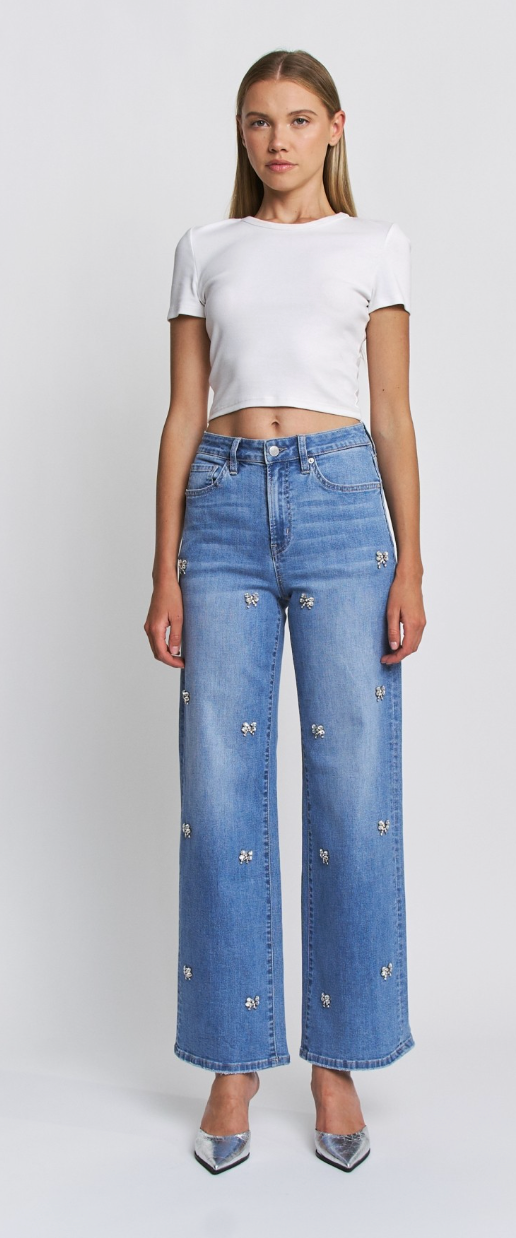 Embellished High Rise Denim