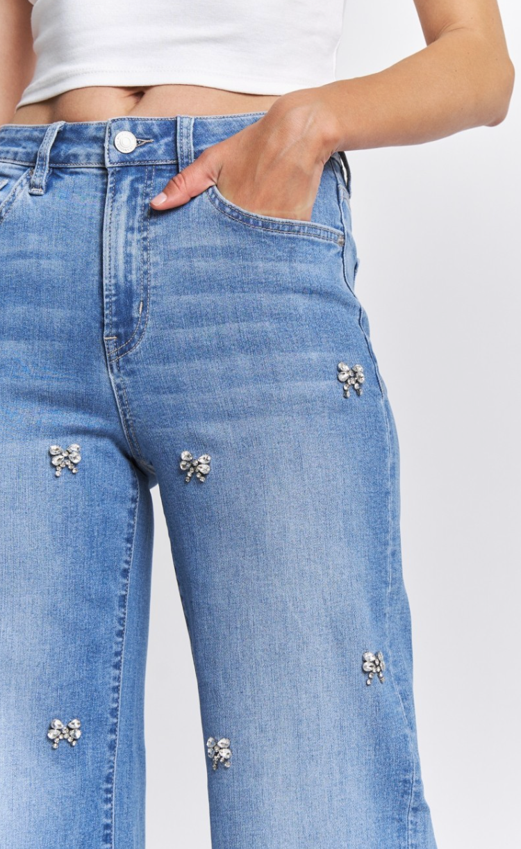 Embellished High Rise Denim