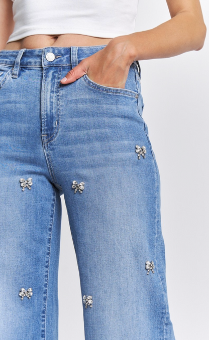 Embellished High Rise Denim