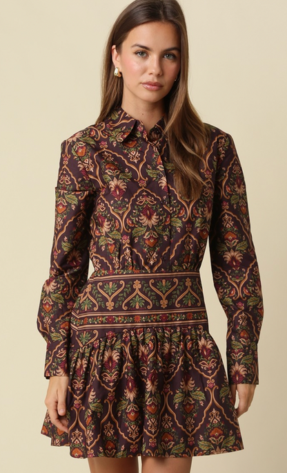 Gianna Paisley Print Mini Dress