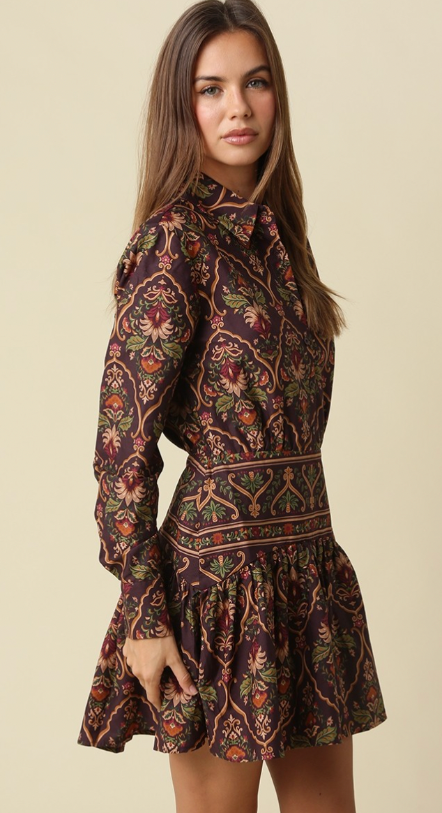 Gianna Paisley Print Mini Dress