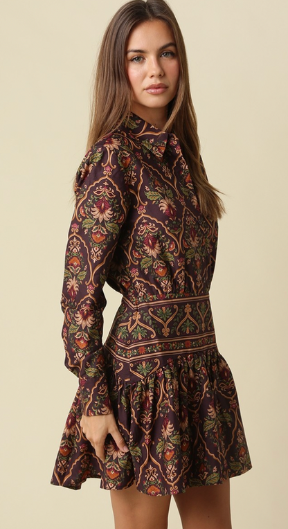 Gianna Paisley Print Mini Dress