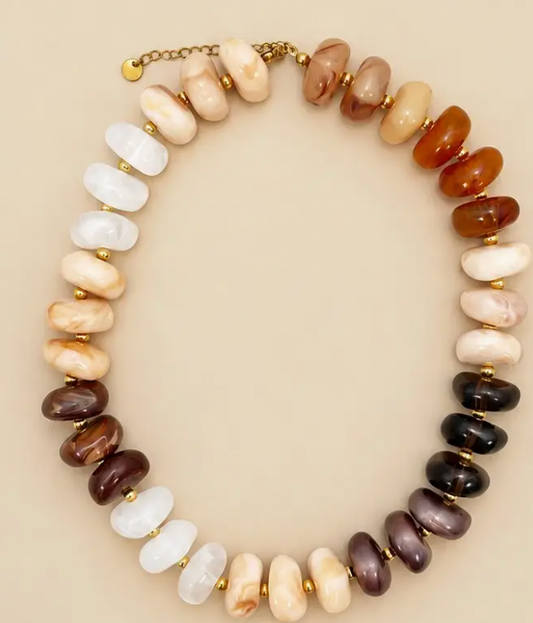 Fall Beaded Necklace - Brown Multi