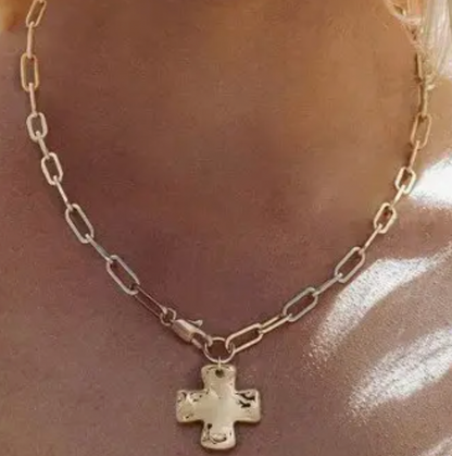 Hammered Cross Necklace