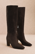 Knee High Suede Boot in Dark Brown