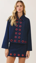 Grommet Detail Denim Set